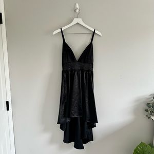Dainty Hooligan Black Shiny Silky High Low Dress Size M